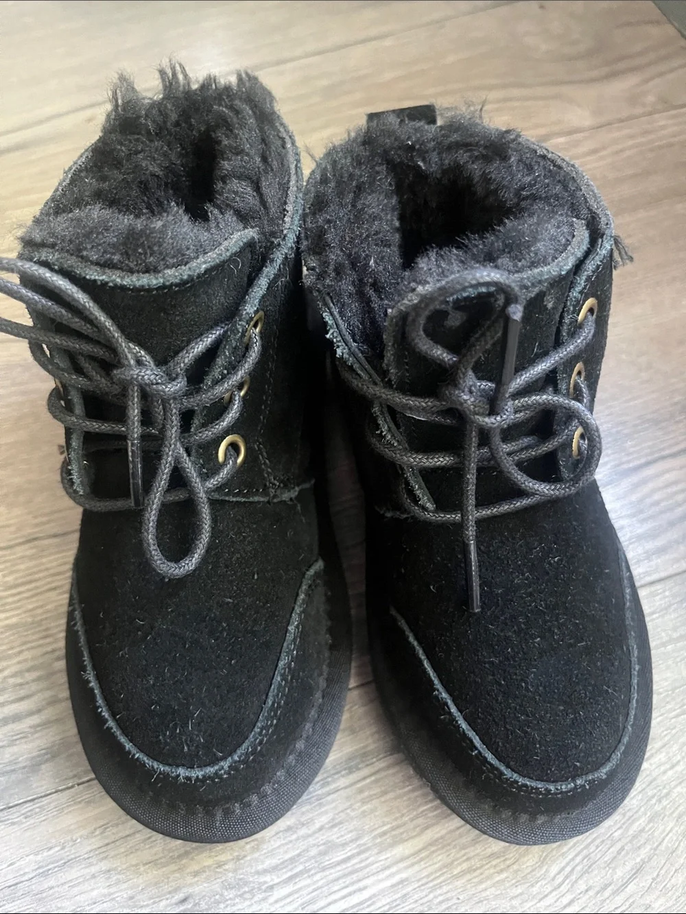 Lamo Kids Black Suede Lace-Up Rain & Snow Boots